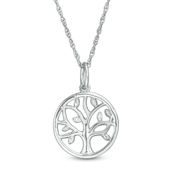 Details about   Sterling Silver Cubic Zirconia Tree Of Life Heart Pendant 