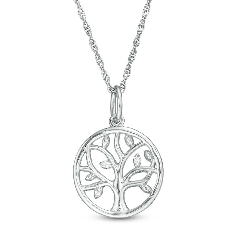 Diamond Accent Tree of Life Pendant in Sterling Silver