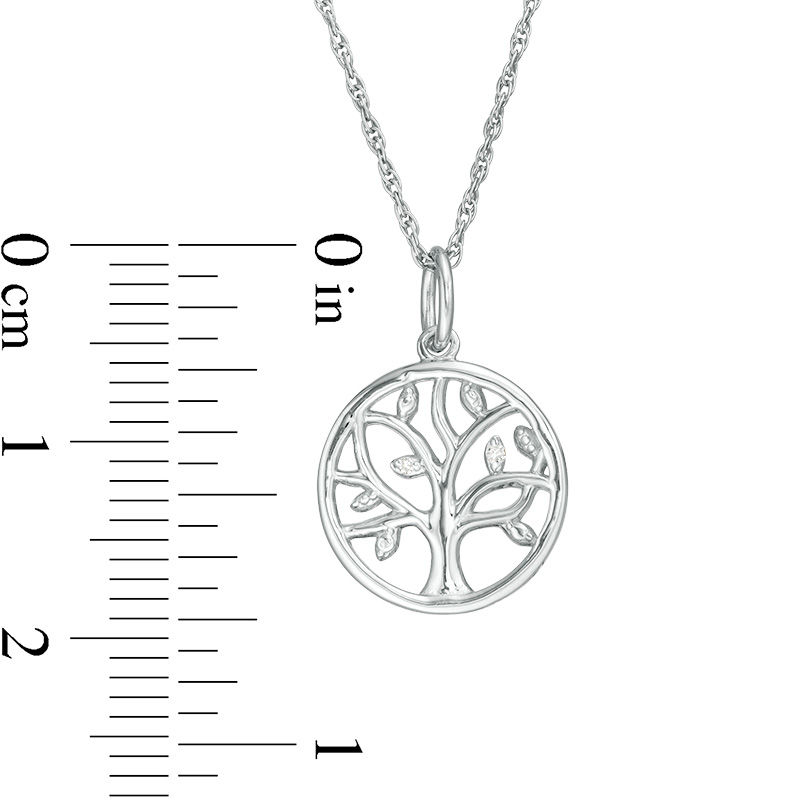 Diamond Accent Tree of Life Pendant in Sterling Silver