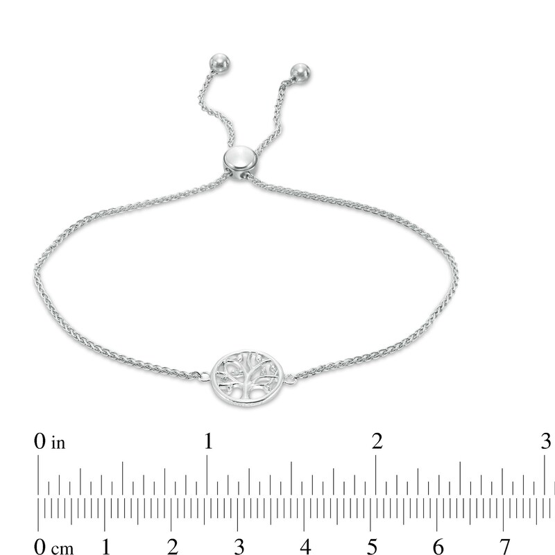 Diamond Accent Tree of Life Bolo Bracelet in Sterling Silver - 9.0"