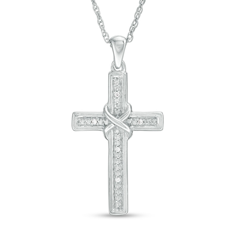 Main Image 1 of Diamond Accent "X" Cross Pendant in Sterling Silver