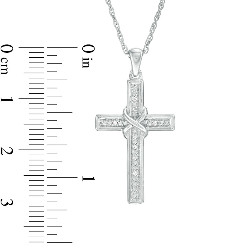 Main Image 2 of Diamond Accent "X" Cross Pendant in Sterling Silver