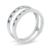 Thumbnail Image 1 of Blue Sapphire and 1/5 CT. T.W. Diamond Alternating Solitaire Enhancer in 14K White Gold