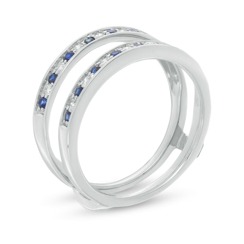 Main Image 2 of Blue Sapphire and 1/5 CT. T.W. Diamond Alternating Solitaire Enhancer in 14K White Gold
