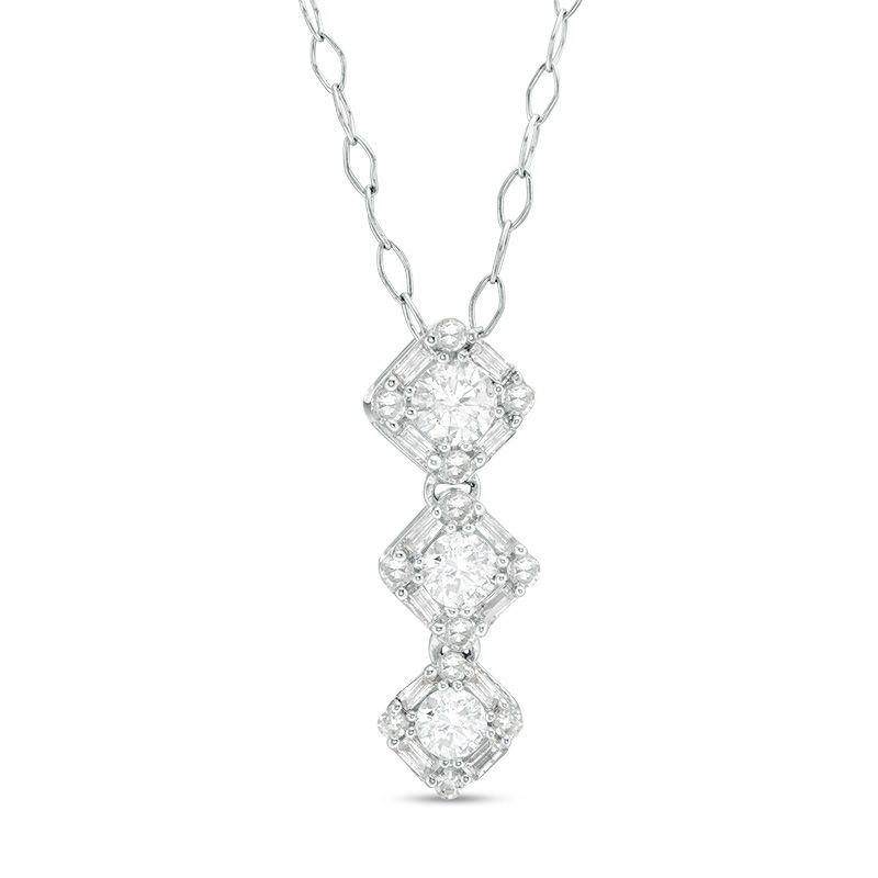 Zales 3 stone diamond necklace hotsell