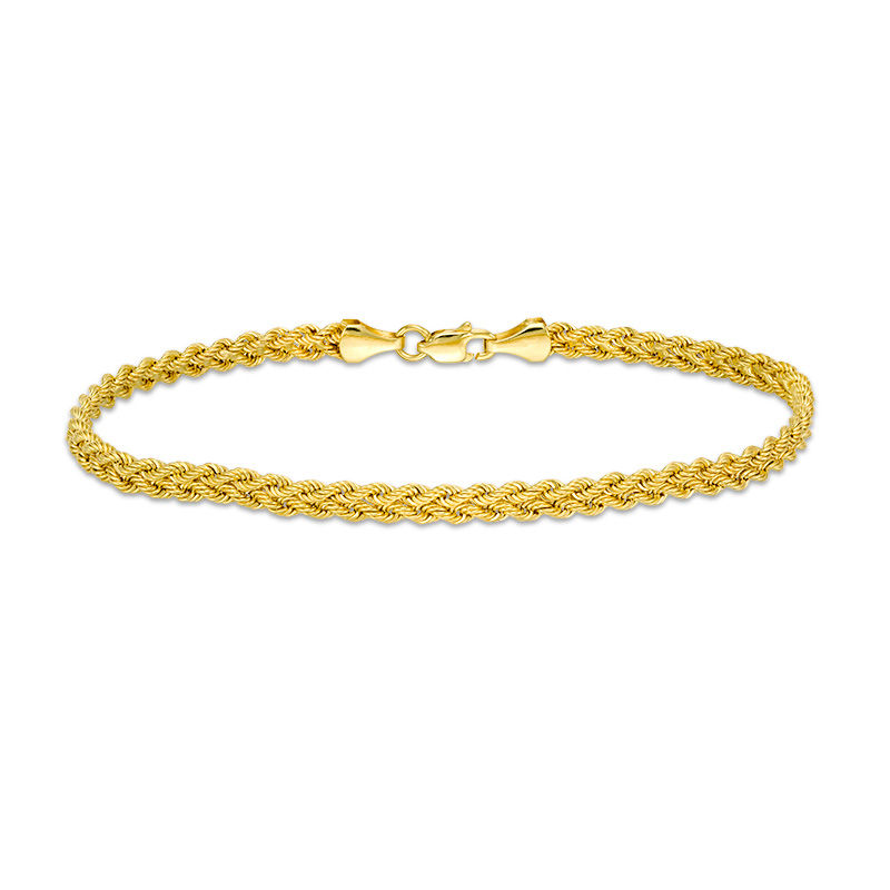 Double Row Braided Rope Chain Bracelet in 10K Gold - 7.5