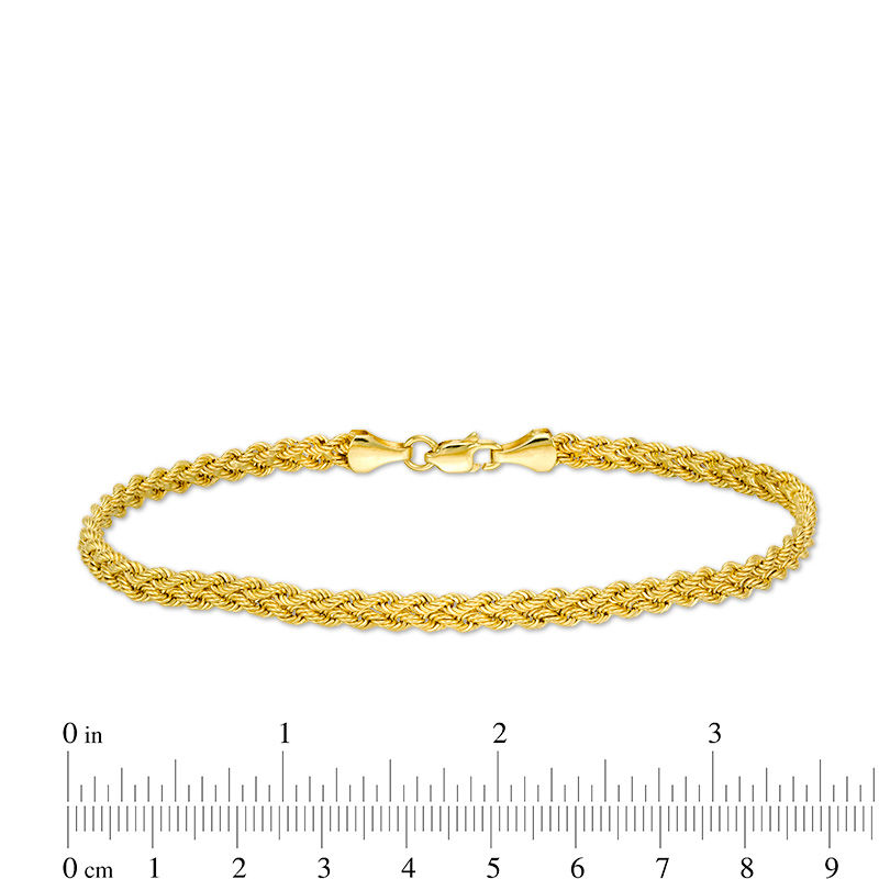 10K Hollow Gold Rope Chain Bracelet - 7.5