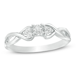 1/15 CT. T.W. Diamond Tri-Sides Infinity Shank Promise Ring in Sterling Silver