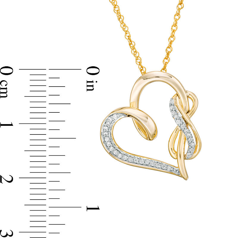 Main Image 3 of 1/8 CT. T.W. Diamond Infinity and Swirl Heart Pendant in Sterling Silver with 14K Gold Plate