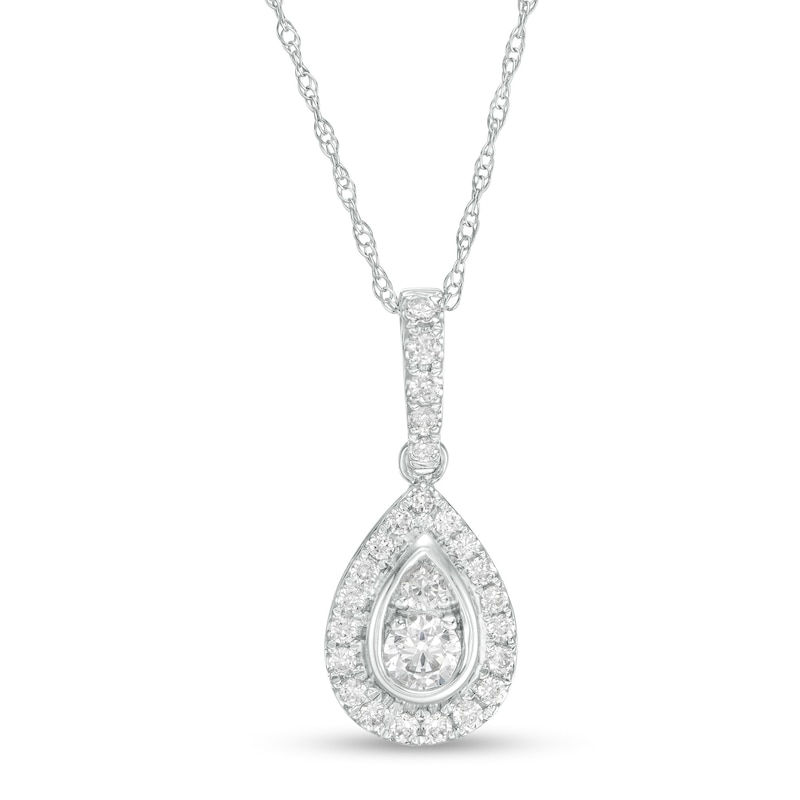 Main Image 1 of 1/2 CT. T.W. Diamond Pear-Shaped Frame Pendant in 10K White Gold