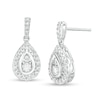 1/2 CT. T.W. Diamond Pear-Shaped Frame Drop Earrings in 10K White Gold