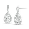 Thumbnail Image 0 of 1/2 CT. T.W. Diamond Pear-Shaped Frame Drop Earrings in 10K White Gold