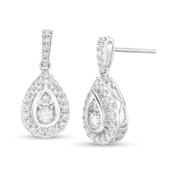 1/2 CT. T.W. Diamond Pear-Shaped Frame Drop Earrings in 10K White Gold 1/2 CT. T.W. Diamond Pear-Shaped Frame Drop Earrings in 10K White Gold