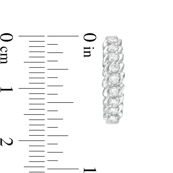 1/2 CT. T.W. Diamond Wave Hoop Earrings in 10K White Gold 1/2 CT. T.W. Diamond Wave Hoop Earrings in 10K White Gold