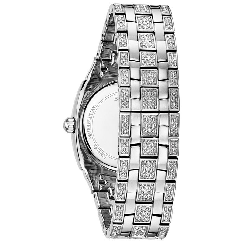 Men s Bulova Phantom Crystal Accent Watch with Square Silver Tone