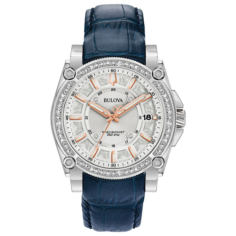 Main Image 1 of Ladies' Bulova Precisionist 3/4 CT. T.W. Diamond Strap Watch with Silver-Tone Dial (Model: 96R227)