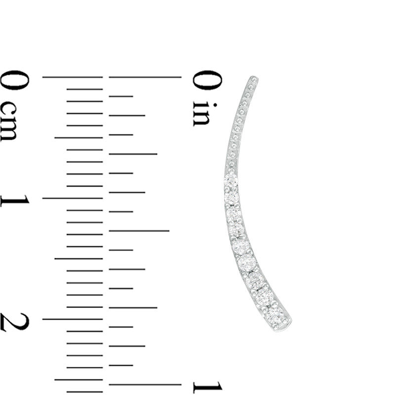 Main Image 3 of 1/5 CT. T.W. Diamond Tapered Curve Crawler Earrings in Sterling Silver
