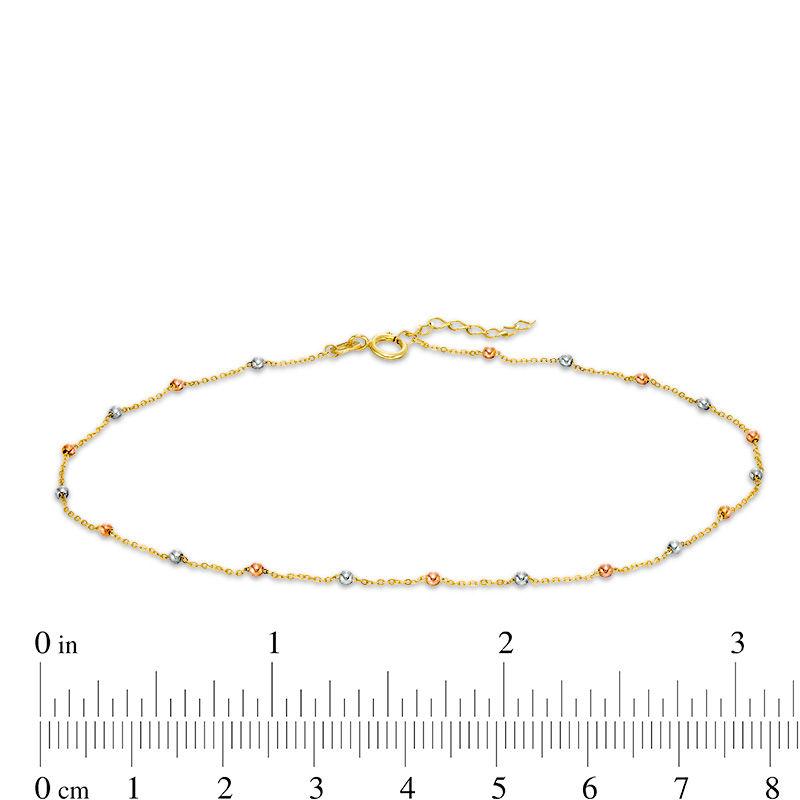 Main Image 2 of Bead Station Anklet in 10K Two-Tone Gold and 10K Rose Gold Plate - 10"