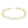Thumbnail Image 0 of Textured Bead Station Double Strand Bracelet in 10K Two-Tone Gold - 7.5"