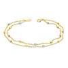 Thumbnail Image 1 of Textured Bead Station Double Strand Bracelet in 10K Two-Tone Gold - 7.5"