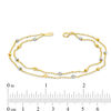 Thumbnail Image 1 of Textured Bead Station Double Strand Bracelet in 10K Two-Tone Gold - 7.5"