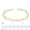 Thumbnail Image 2 of Textured Bead Station Double Strand Bracelet in 10K Two-Tone Gold - 7.5"