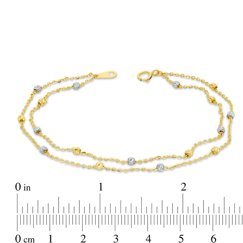 Main Image 2 of Textured Bead Station Double Strand Bracelet in 10K Two-Tone Gold - 7.5"