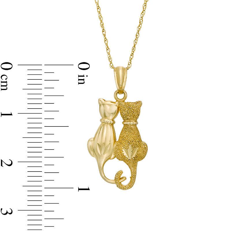 Main Image 2 of Diamond-Cut Love Cats Pendant in 10K Gold