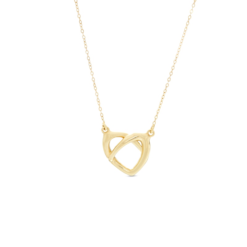 Made in Italy Pretzel Love Knot Heart Necklace in 14K Gold