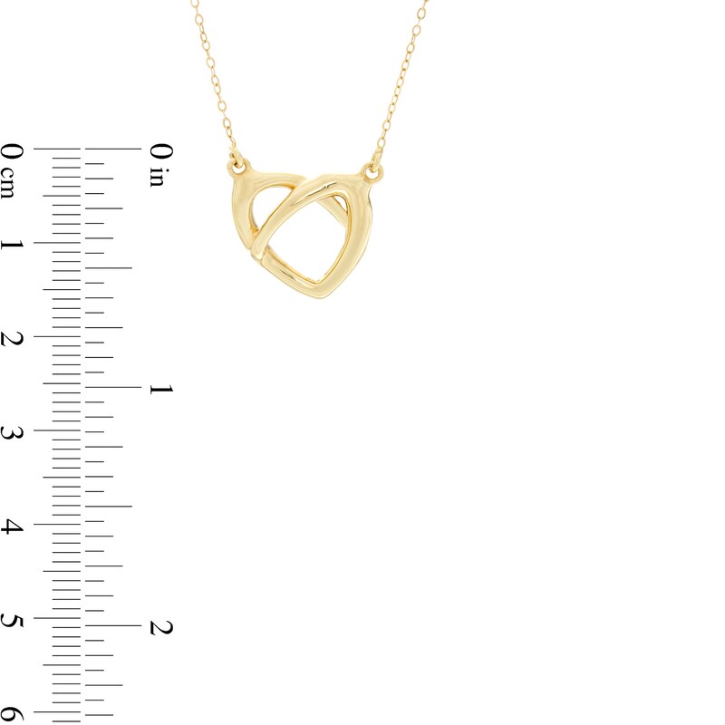 Made in Italy Pretzel Love Knot Heart Necklace in 14K Gold