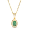 Thumbnail Image 0 of Oval Emerald and 1/8 CT. T.W. Diamond Frame Pendant in 10K Gold
