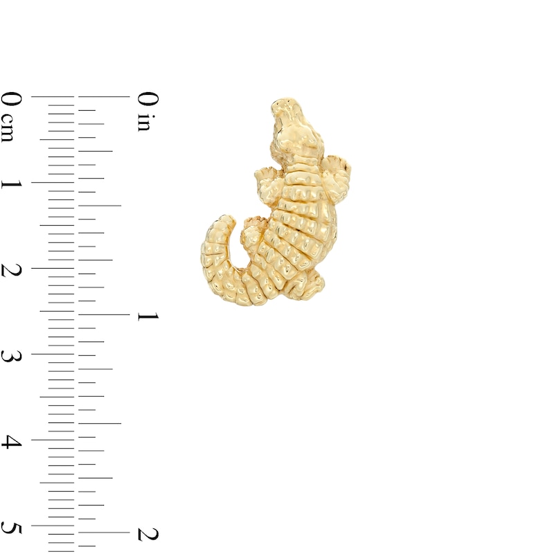 Main Image 2 of Made in Italy Scale Textured Crocodile Stud Earrings in 14K Gold