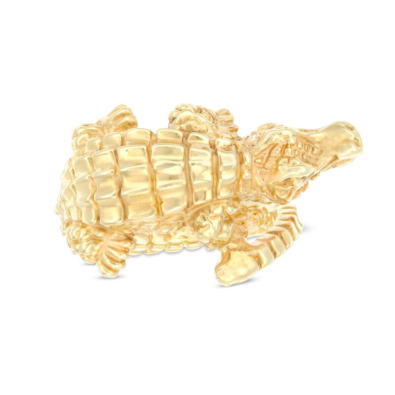 Main Image 1 of Made in Italy Scale Textured Crocodile Wrap Ring in 14K Gold - Size 7