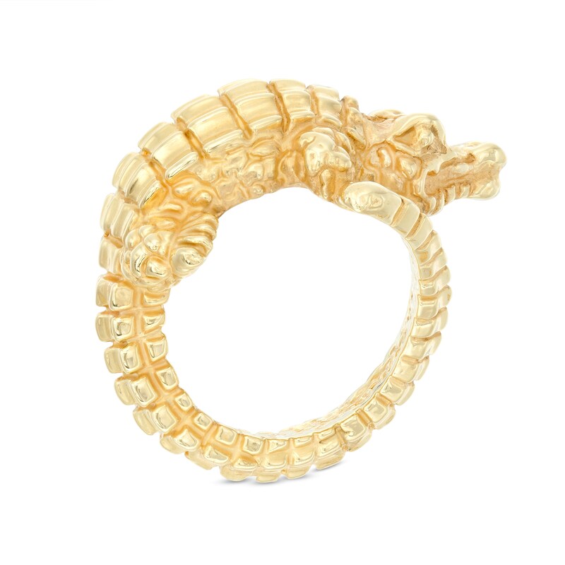 Main Image 2 of Made in Italy Scale Textured Crocodile Wrap Ring in 14K Gold - Size 7