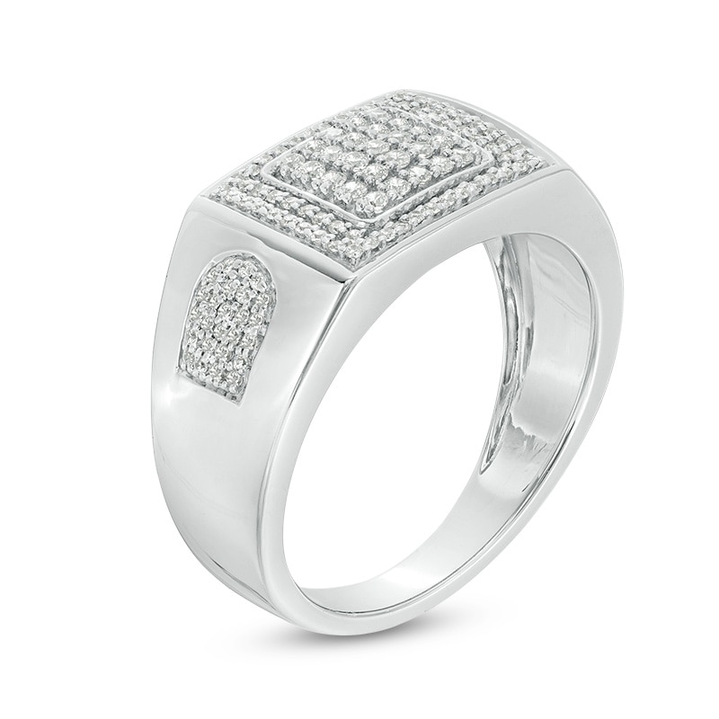 Main Image 3 of 1/2 CT. T.W. Composite Diamond Square Frame Ring in Sterling Silver
