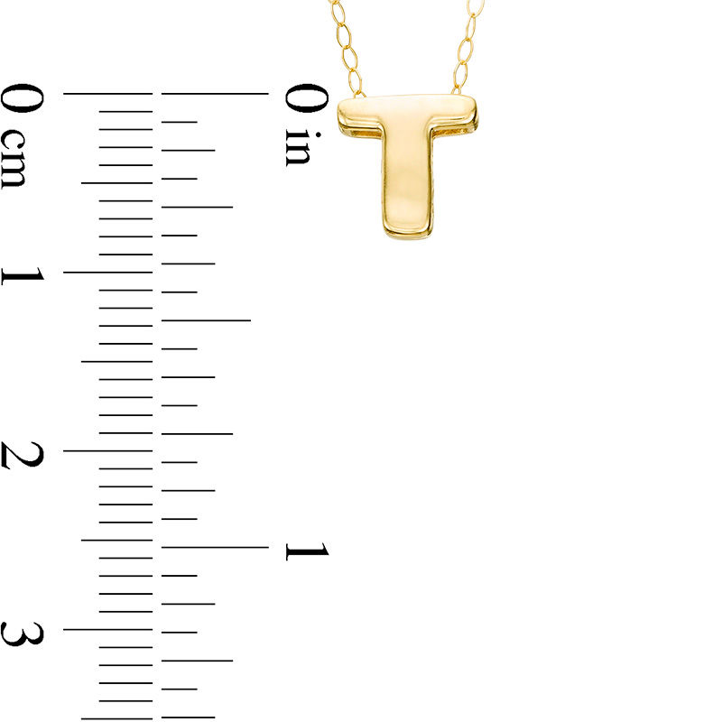 Mini Block "T" Initial Pendant in 10K Gold