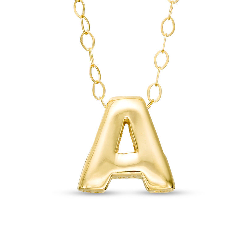 Mini Block "A" Initial Pendant in 10K Gold