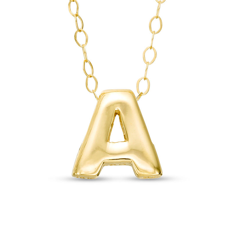 Main Image 1 of Mini Block "A" Initial Pendant in 10K Gold