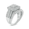 Thumbnail Image 2 of 1-1/4 CT. T.W. Multi-Diamond Square Frame Vintage-Style Multi-Row Bridal Set in 10K White Gold