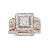 Thumbnail Image 4 of 1-1/4 CT. T.W. Multi-Diamond Square Frame Vintage-Style Multi-Row Bridal Set in 10K Rose Gold