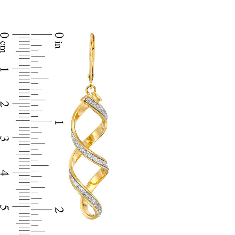 Main Image 2 of Made in Italy Glitter Enamel Cascading Ribbon Drop Earrings in 14K Gold