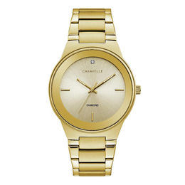 Men's Caravelle by Bulova Diamond Accent Gold-Tone Watch with Champagne Dial (Model: 44D100)