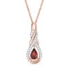 Thumbnail Image 1 of Pear-Shaped Garnet and Lab-Created White Sapphire Infinity Pendant in Sterling Silver with 14K Rose Gold Plate