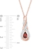 Thumbnail Image 2 of Pear-Shaped Garnet and Lab-Created White Sapphire Infinity Pendant in Sterling Silver with 14K Rose Gold Plate
