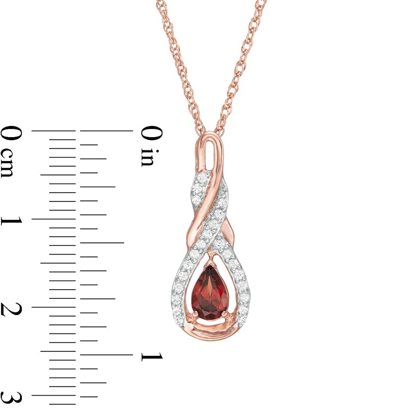 Main Image 2 of Pear-Shaped Garnet and Lab-Created White Sapphire Infinity Pendant in Sterling Silver with 14K Rose Gold Plate