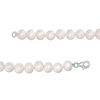 Thumbnail Image 1 of 8.0 - 9.0mm Button Cultured Freshwater Pearl Strand Necklace and Stud Earrings Set with Sterling Silver Clasp