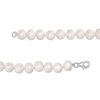 Thumbnail Image 2 of 8.0-9.0mm Button Freshwater Cultured Pearl Strand Necklace and Stud Earrings Set with Sterling Silver Clasp