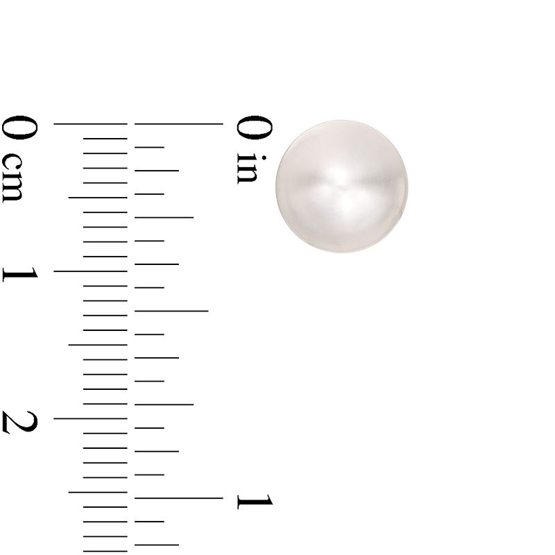 Main Image 3 of 8.0-9.0mm Button Freshwater Cultured Pearl Strand Necklace and Stud Earrings Set with Sterling Silver Clasp