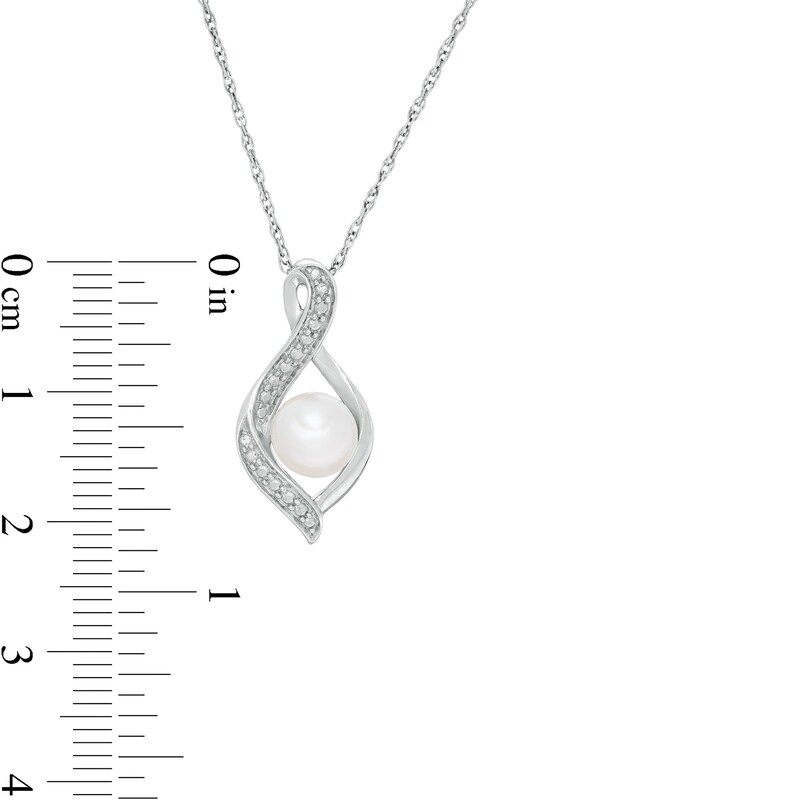 Main Image 3 of 5.0-6.0mm Freshwater Cultured Pearl Beaded Infinity Flame Pendant and Stud Earrings Set in Sterling Silver