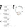Thumbnail Image 2 of 5.0-6.0mm Button Freshwater Cultured Pearl and Lab-Created White Sapphire Swirl Stud Earrings in Sterling Silver